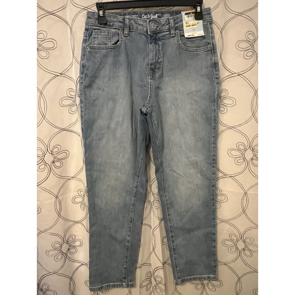 Girls High Rise Ankle‎ Straight Jeans- Cat & Jack Light Blue Size 16